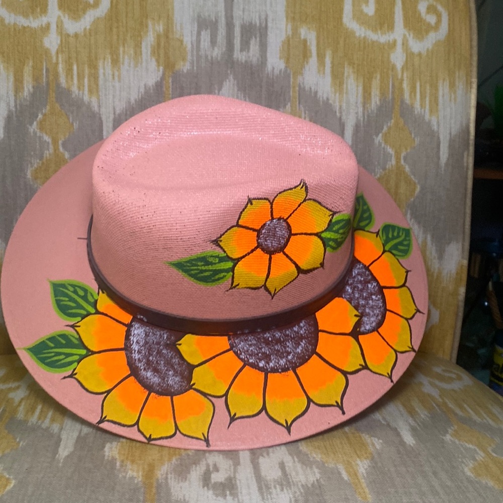 Summer Floral Hat Hand painted